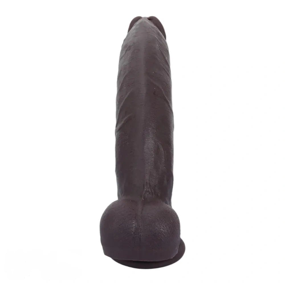 Coffee brown curved silicone dildo with suction cup base, photo 8