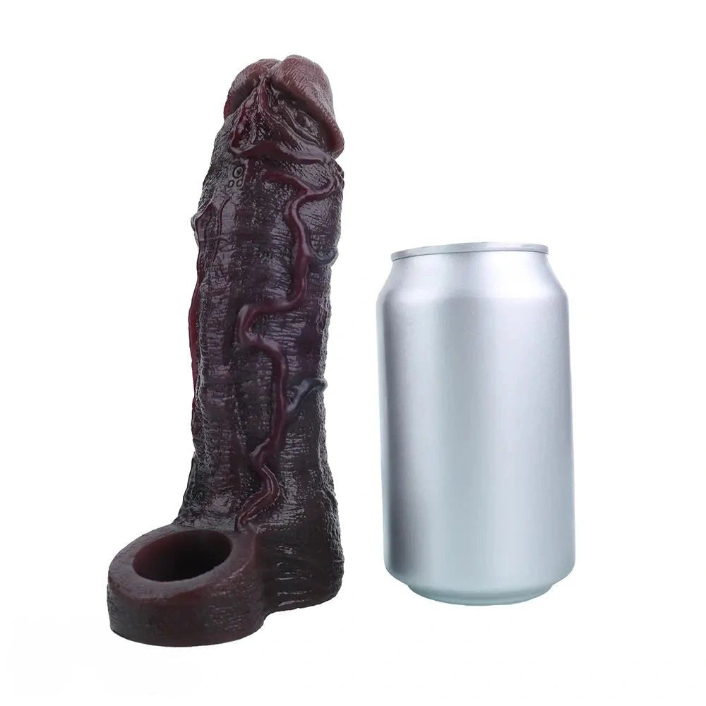 Coffee hollow silicone dildo sleeve, photo 15