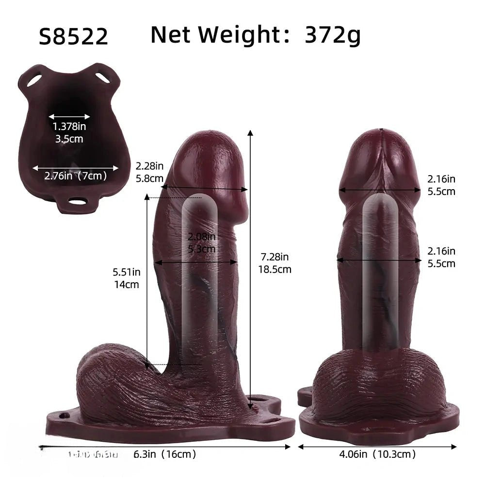 Coffee-colored hollow strap-on dildo with attached strap, photo 2