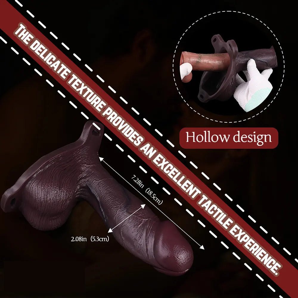 Coffee-colored hollow strap-on dildo with attached strap, photo 4