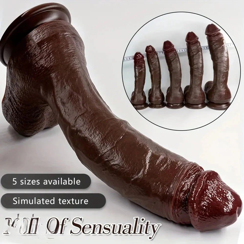 Coffee large thick realistic silicone dildo, photo 12