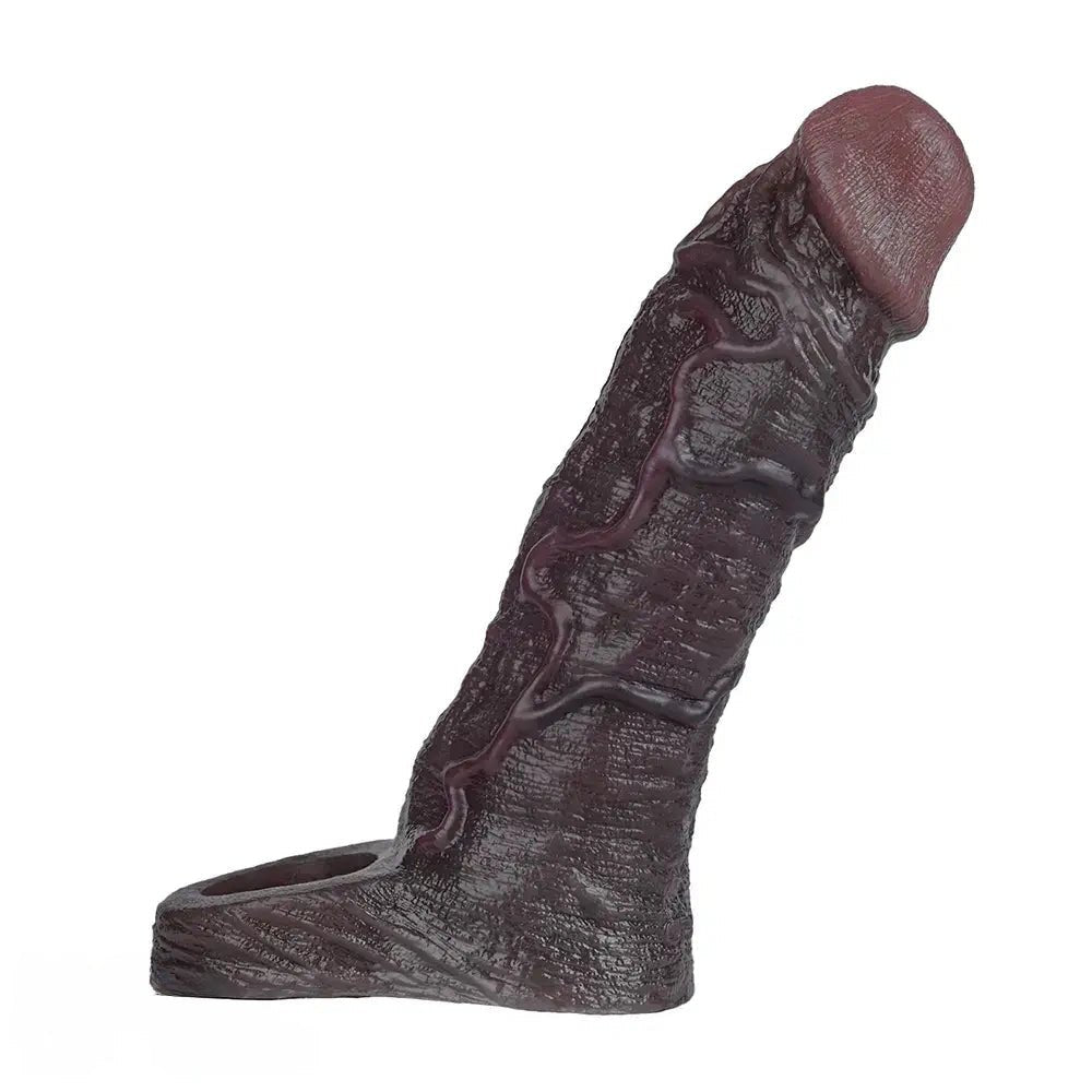 Coffee tone realistic silicone dildo with veins, photo 12