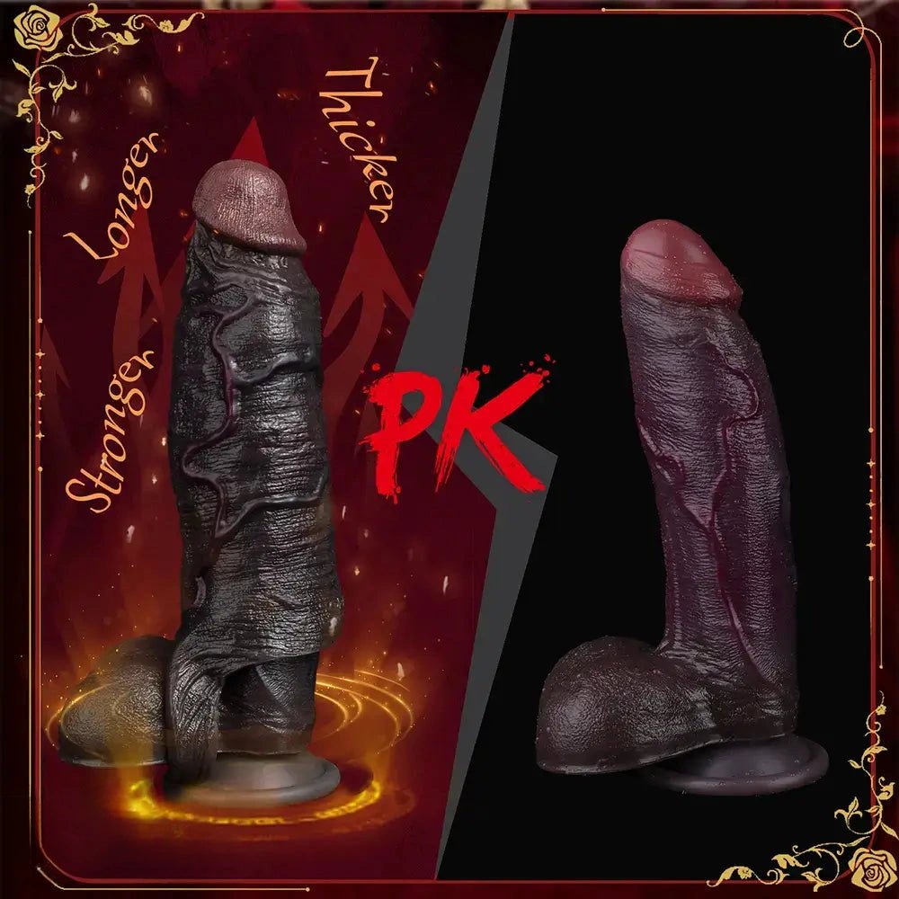 Coffee tone realistic silicone dildo with veins, photo 4