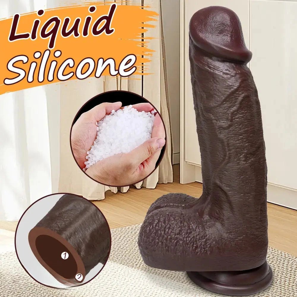 Coffee brown realistic silicone strap-on dildo, photo 11