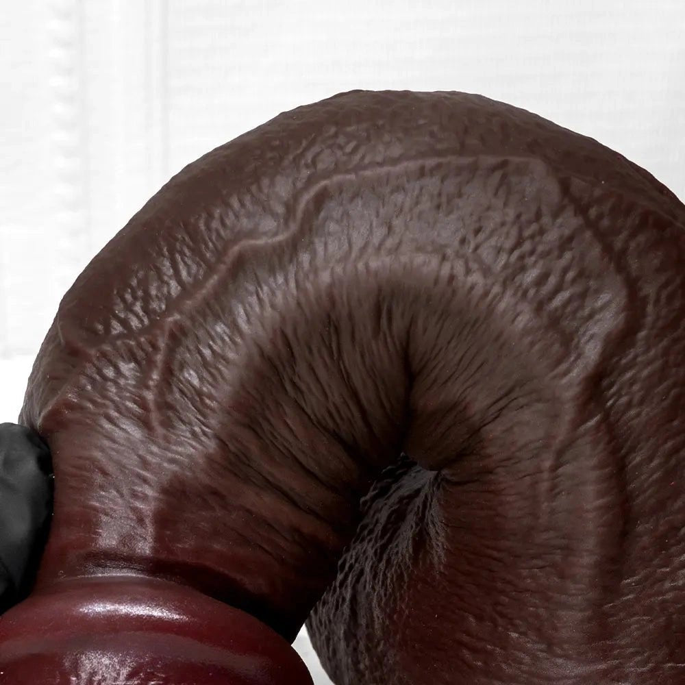 Coffee brown realistic silicone strap-on dildo, photo 15