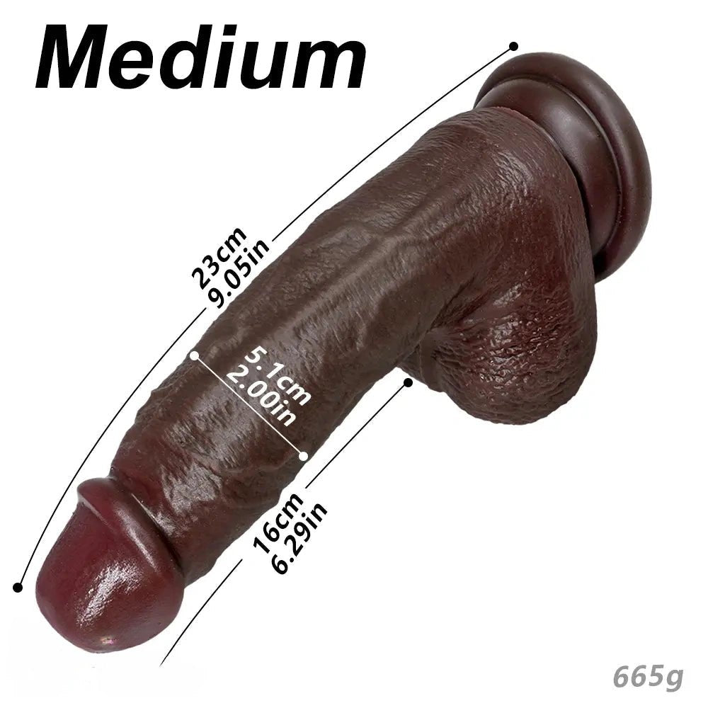 Coffee brown realistic silicone strap-on dildo, photo 17