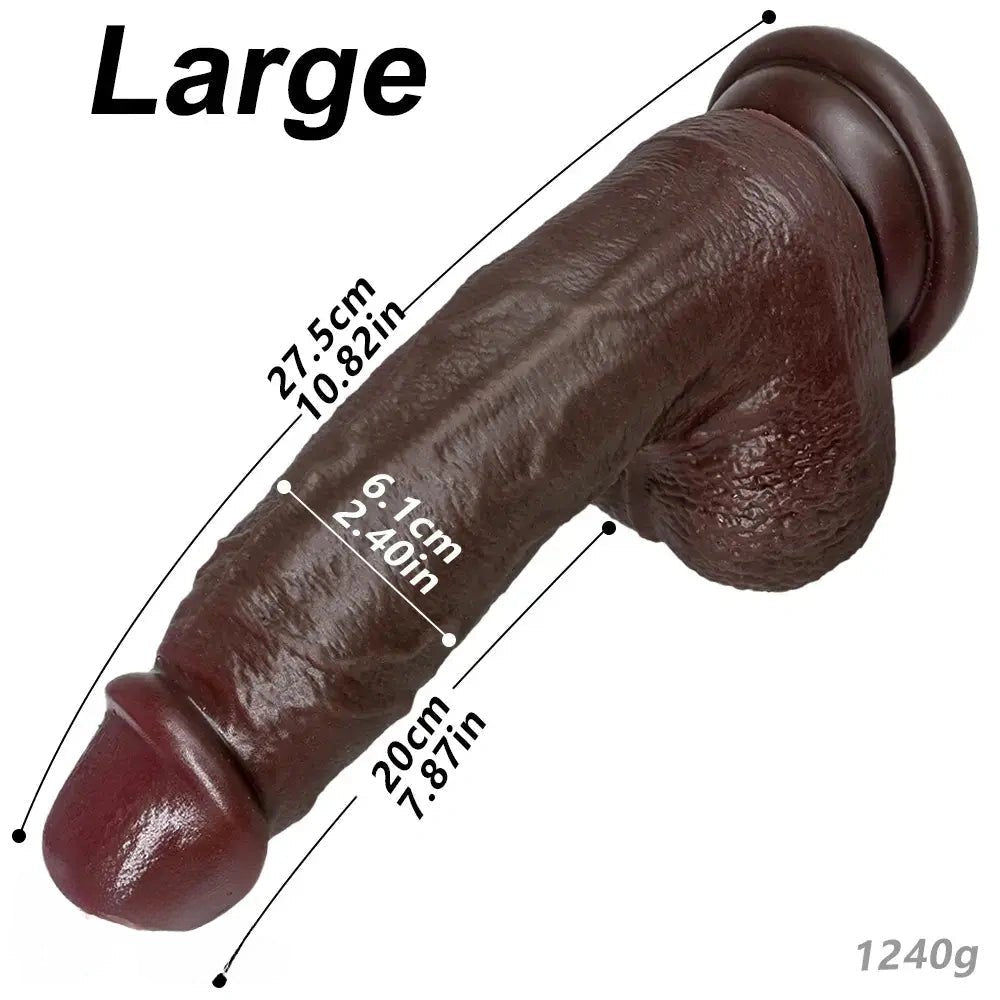 Coffee brown realistic silicone strap-on dildo, photo 19