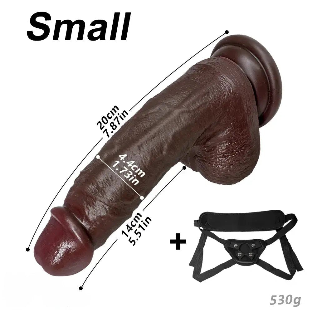 Coffee brown realistic silicone strap-on dildo, photo 20