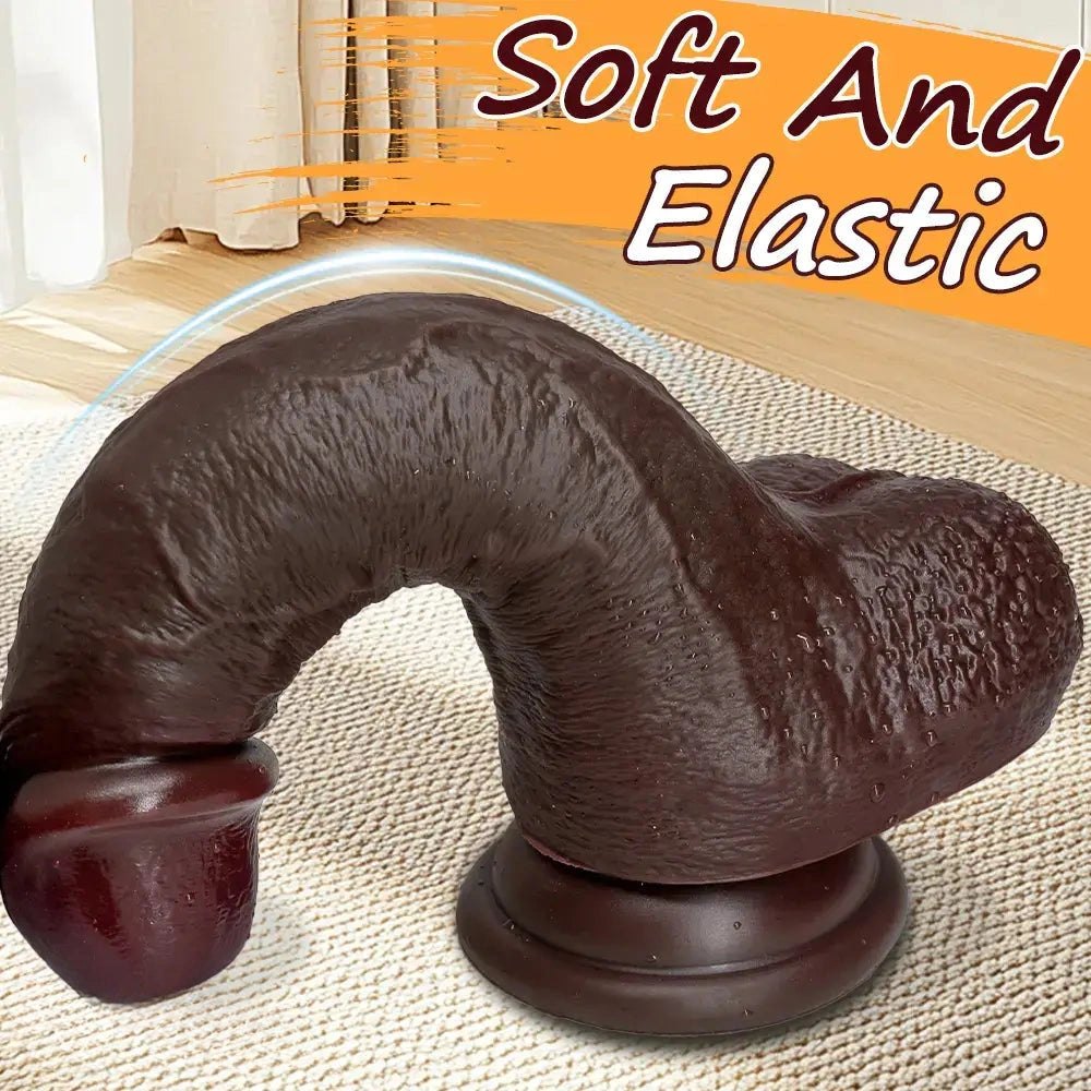 Coffee brown realistic silicone strap-on dildo, photo 6