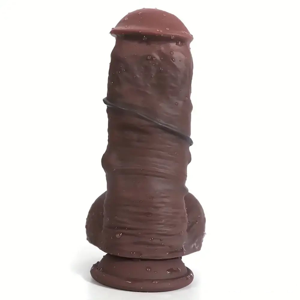 Coffee-brown realistic silicone suction cup dildo, photo 1