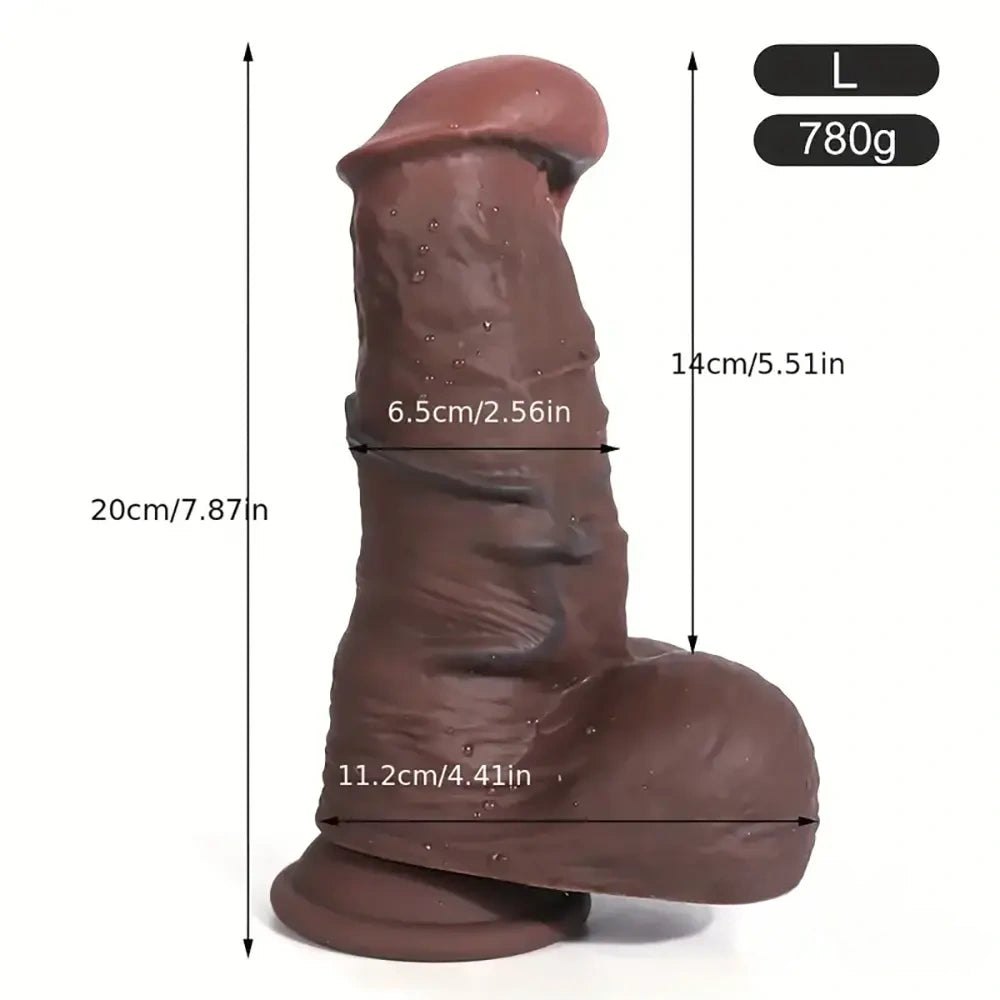 Coffee-brown realistic silicone suction cup dildo, photo 5