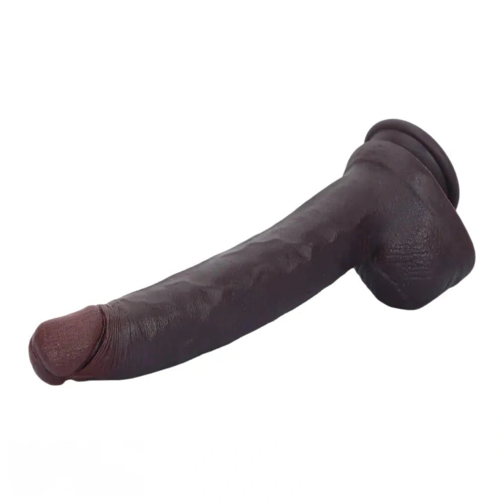 Coffee realistic silicone suction dildo, photo 10