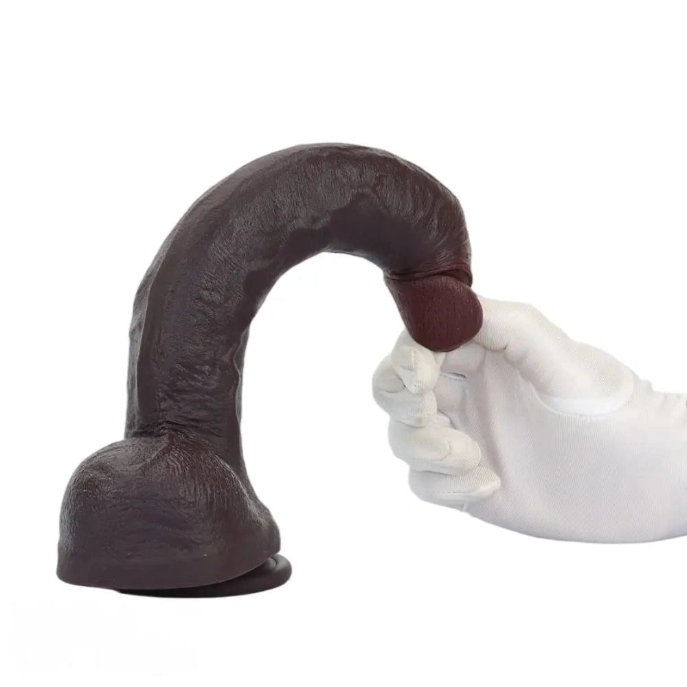 Coffee realistic silicone suction dildo, photo 14