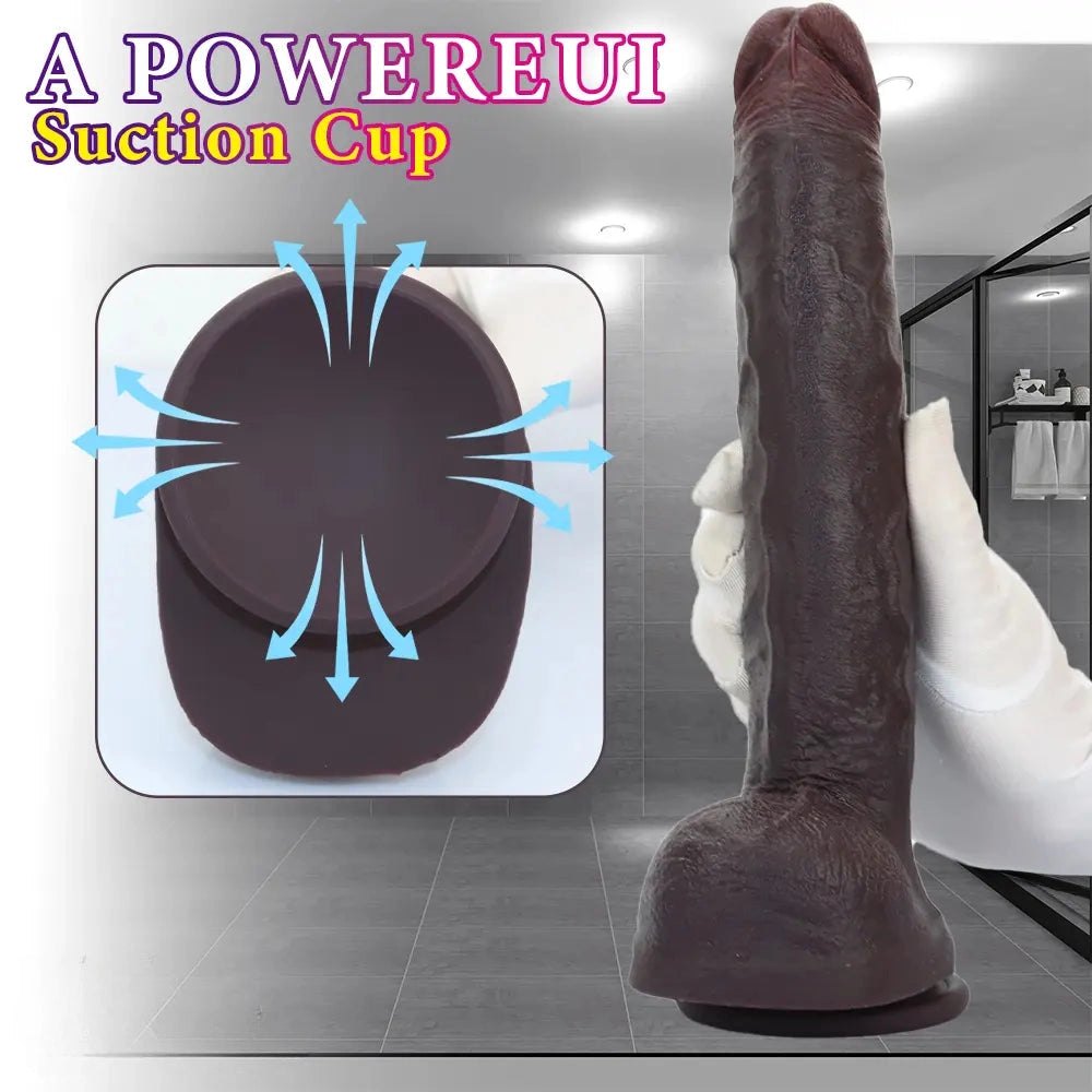 Coffee realistic silicone suction dildo, photo 5