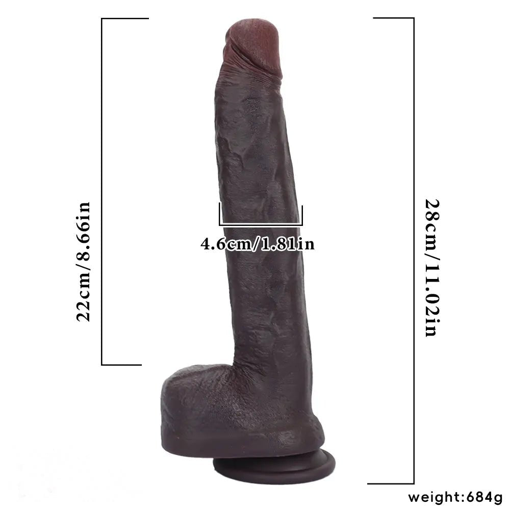 Coffee realistic silicone suction dildo, photo 7