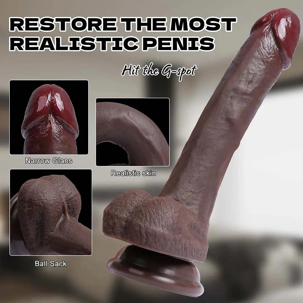 Coffee tone curved anal dildo, photo 6