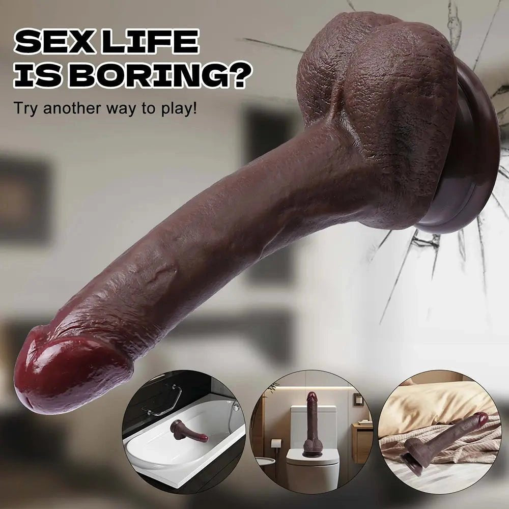 Coffee tone curved anal dildo, photo 9
