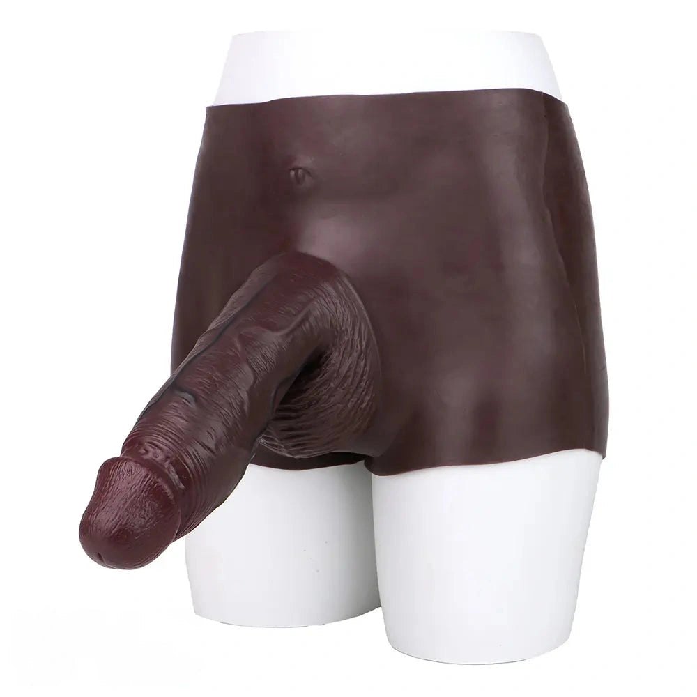 Coffee hollow silicone strap-on dildo with panty brief, photo 10