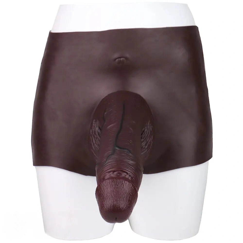 Coffee hollow silicone strap-on dildo with panty brief, photo 11