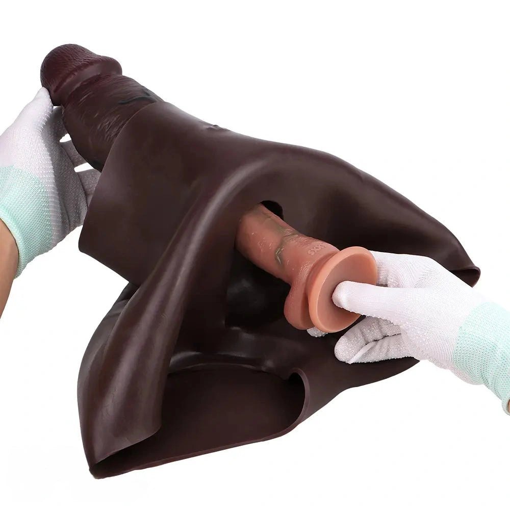 Coffee hollow silicone strap-on dildo with panty brief, photo 15