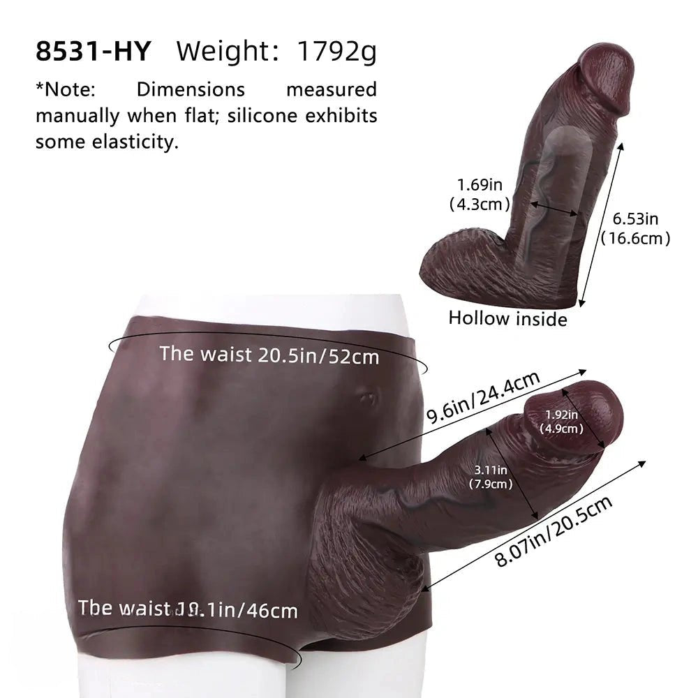 Coffee hollow silicone strap-on dildo with panty brief, photo 2
