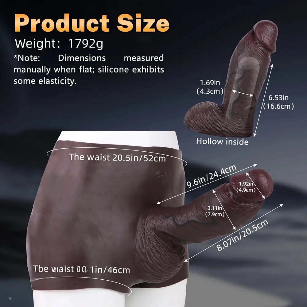 Coffee hollow silicone strap-on dildo with panty brief, photo 6
