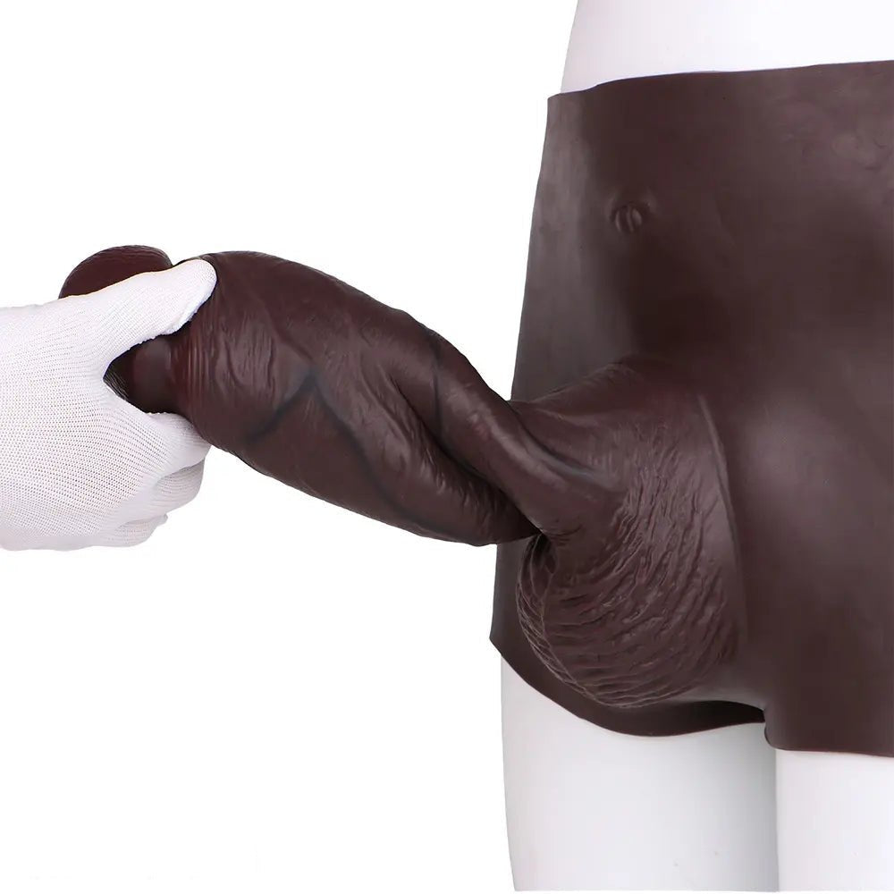 Coffee hollow silicone strap-on dildo with panty brief, photo 7