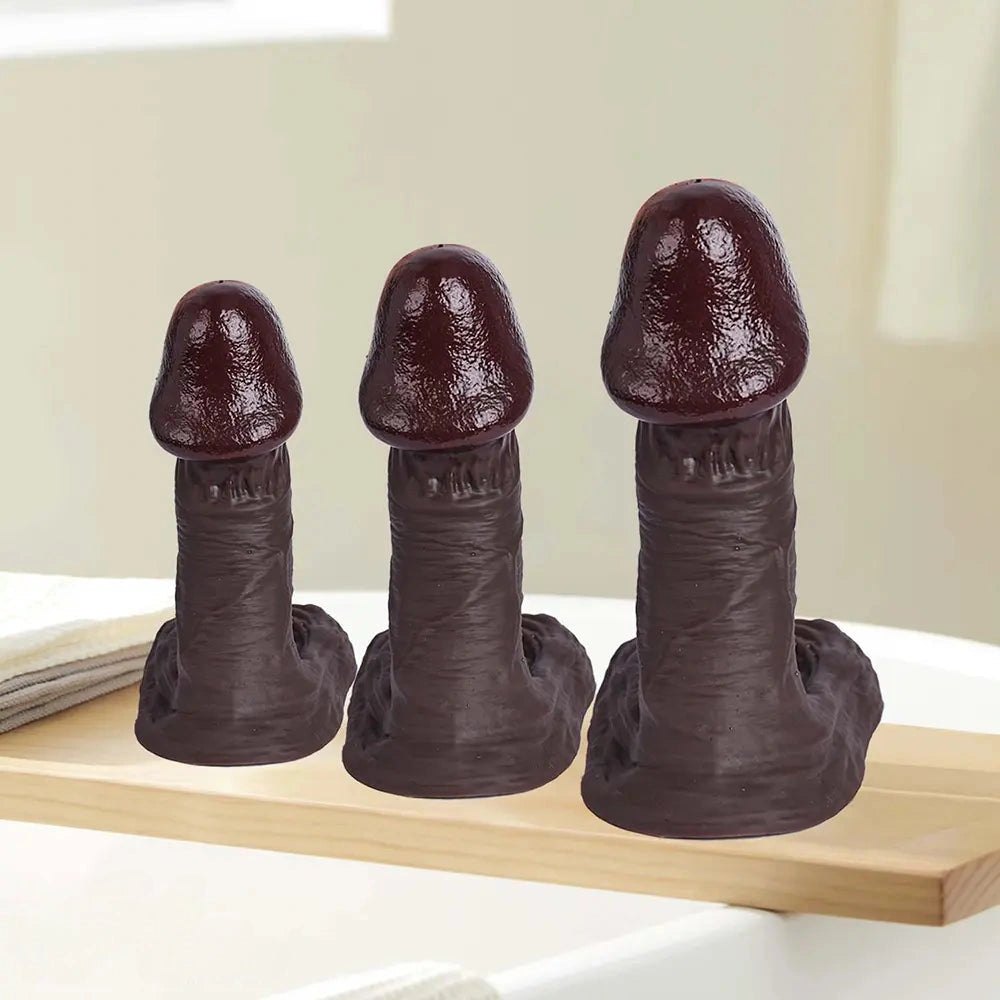 Coffee brown realistic silicone dildo, photo 11