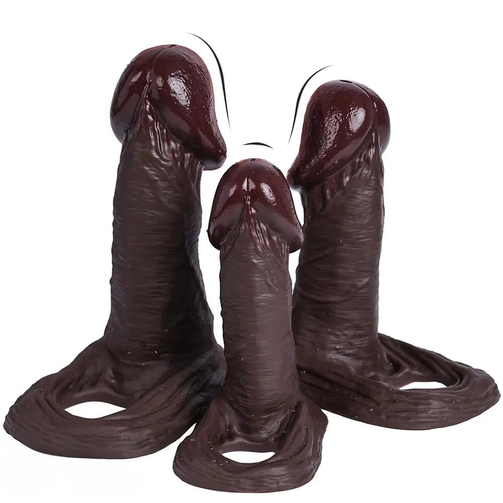 Coffee brown realistic silicone dildo, photo 2