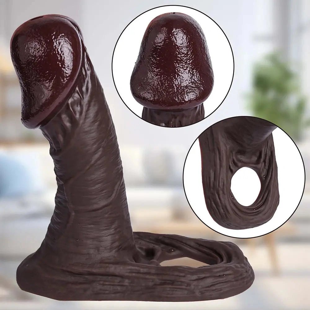Coffee brown realistic silicone dildo, photo 4