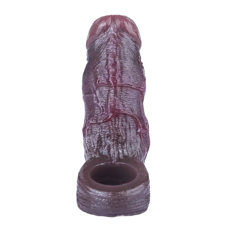 Coffee silicone penis sleeve with testicle ring, photo 11