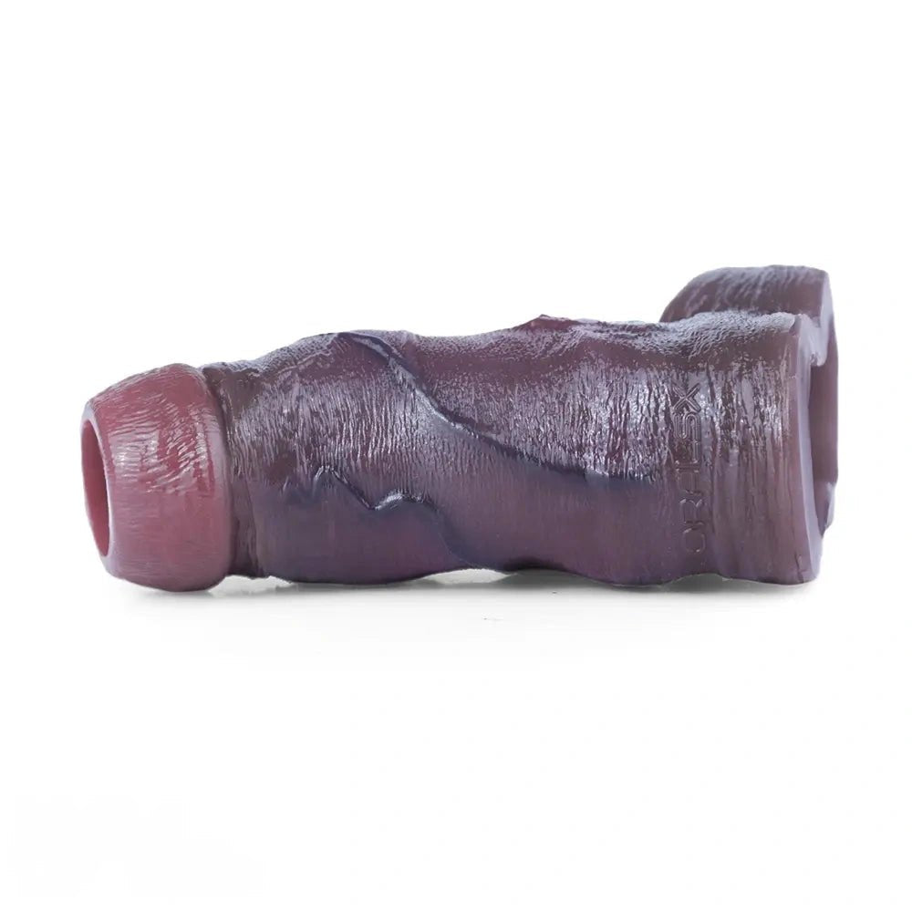 Coffee silicone penis sleeve with testicle ring, photo 14