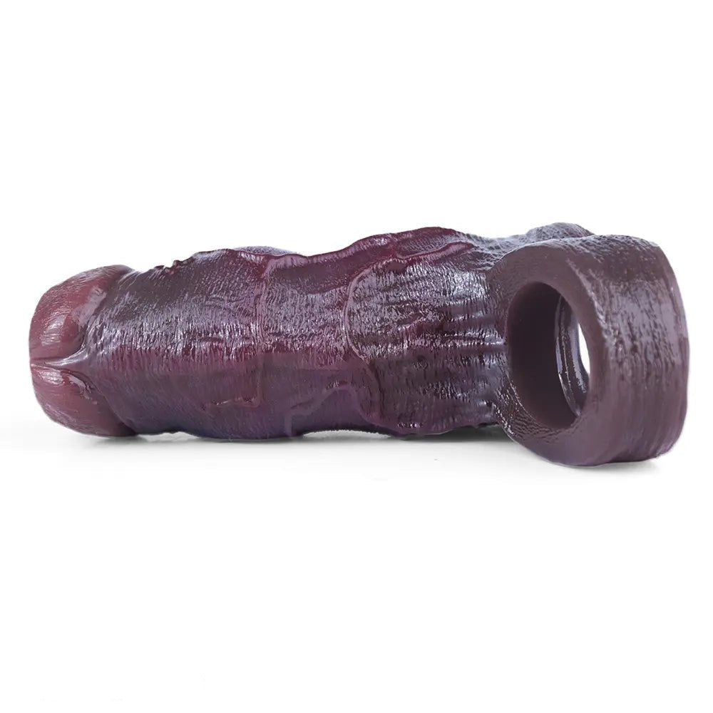 Coffee silicone penis sleeve with testicle ring, photo 15