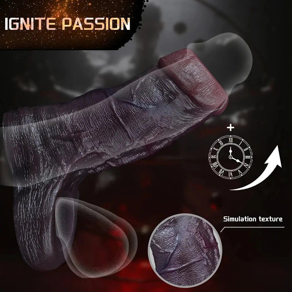 Coffee silicone penis sleeve with testicle ring, photo 3