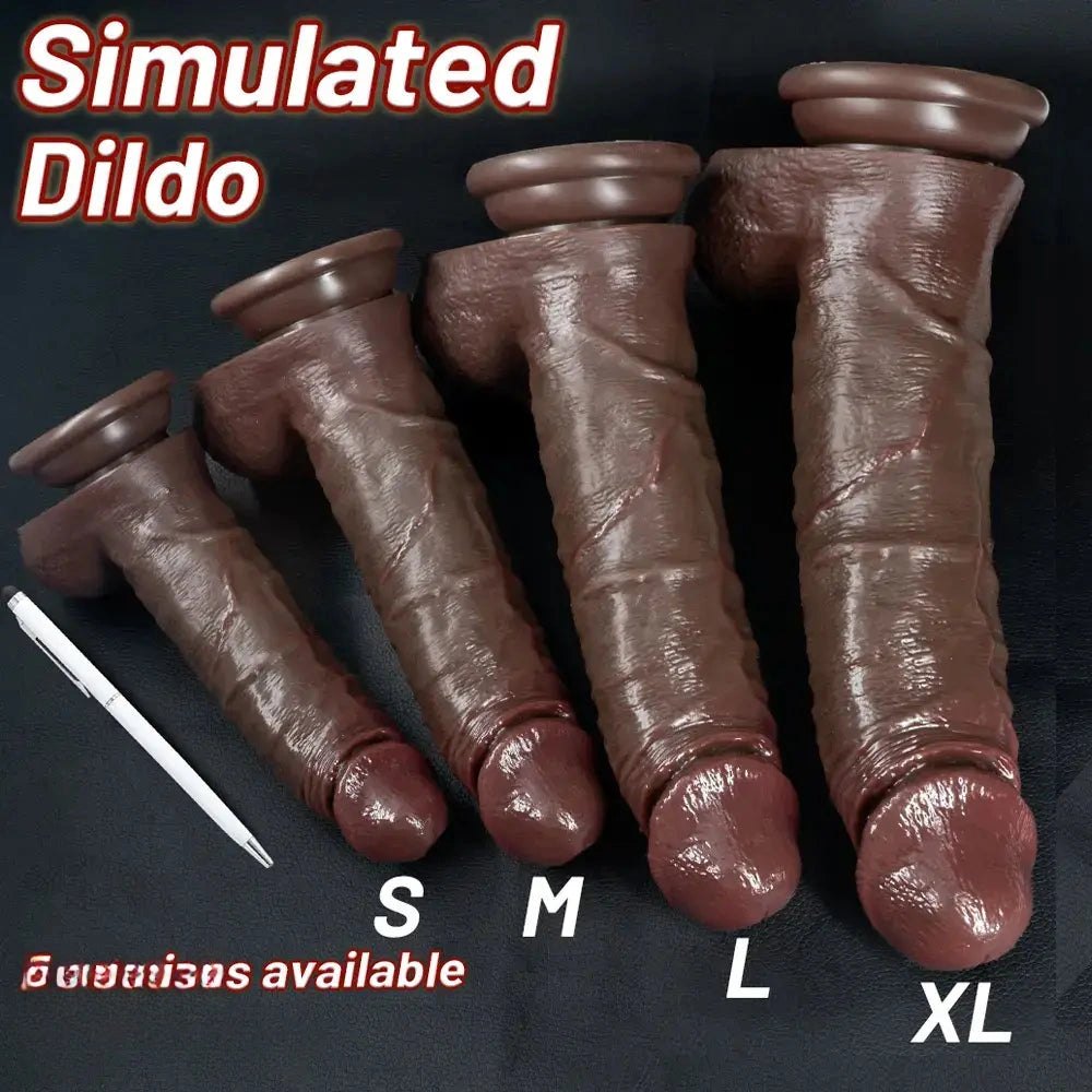 Coffee tone silicone strap-on dildo, photo 1