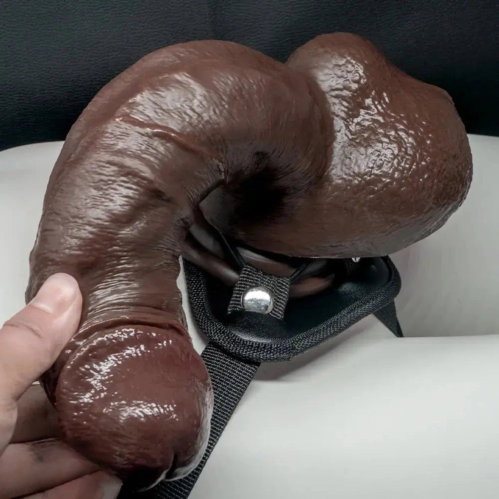Coffee tone silicone strap-on dildo, photo 11