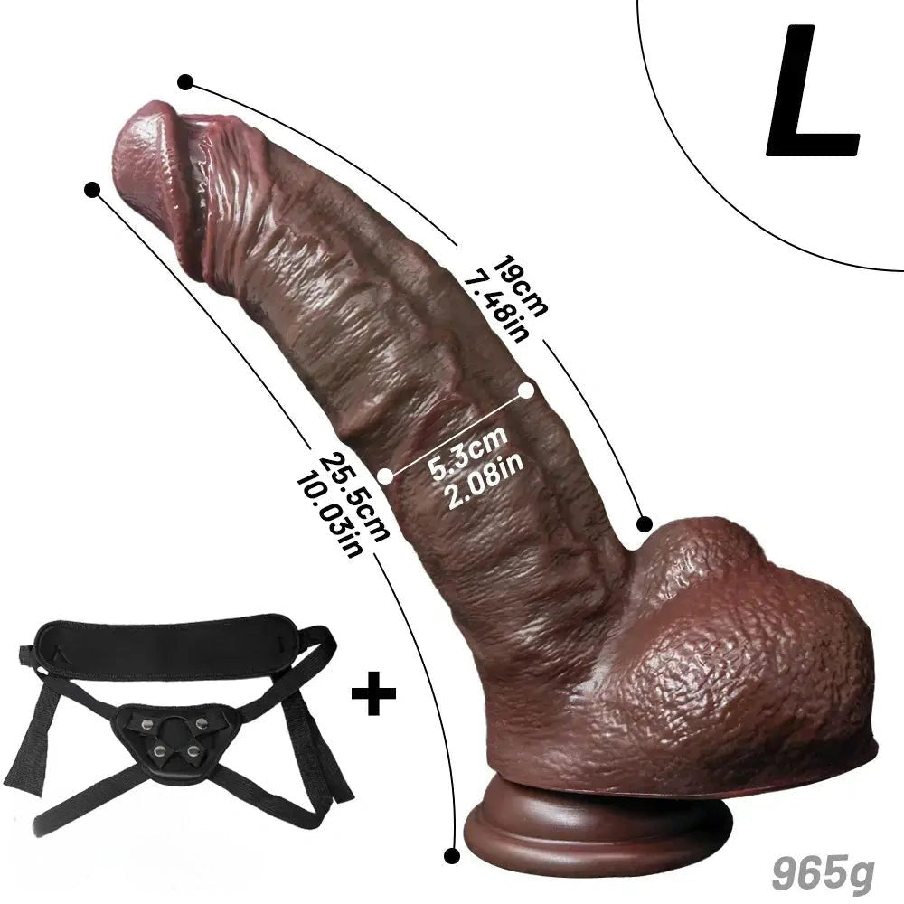 Coffee tone silicone strap-on dildo, photo 20