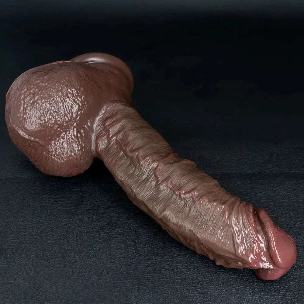 Coffee tone silicone strap-on dildo, photo 6