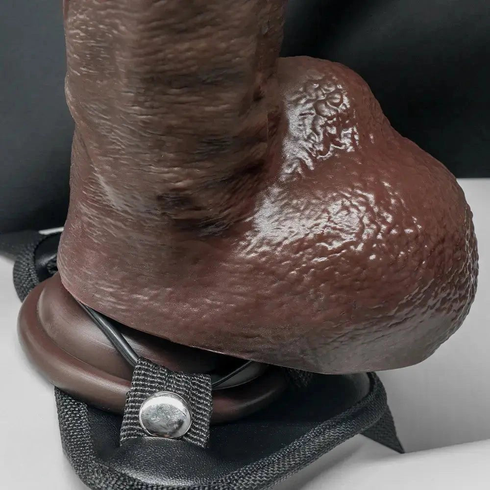 Coffee tone silicone strap-on dildo, photo 9