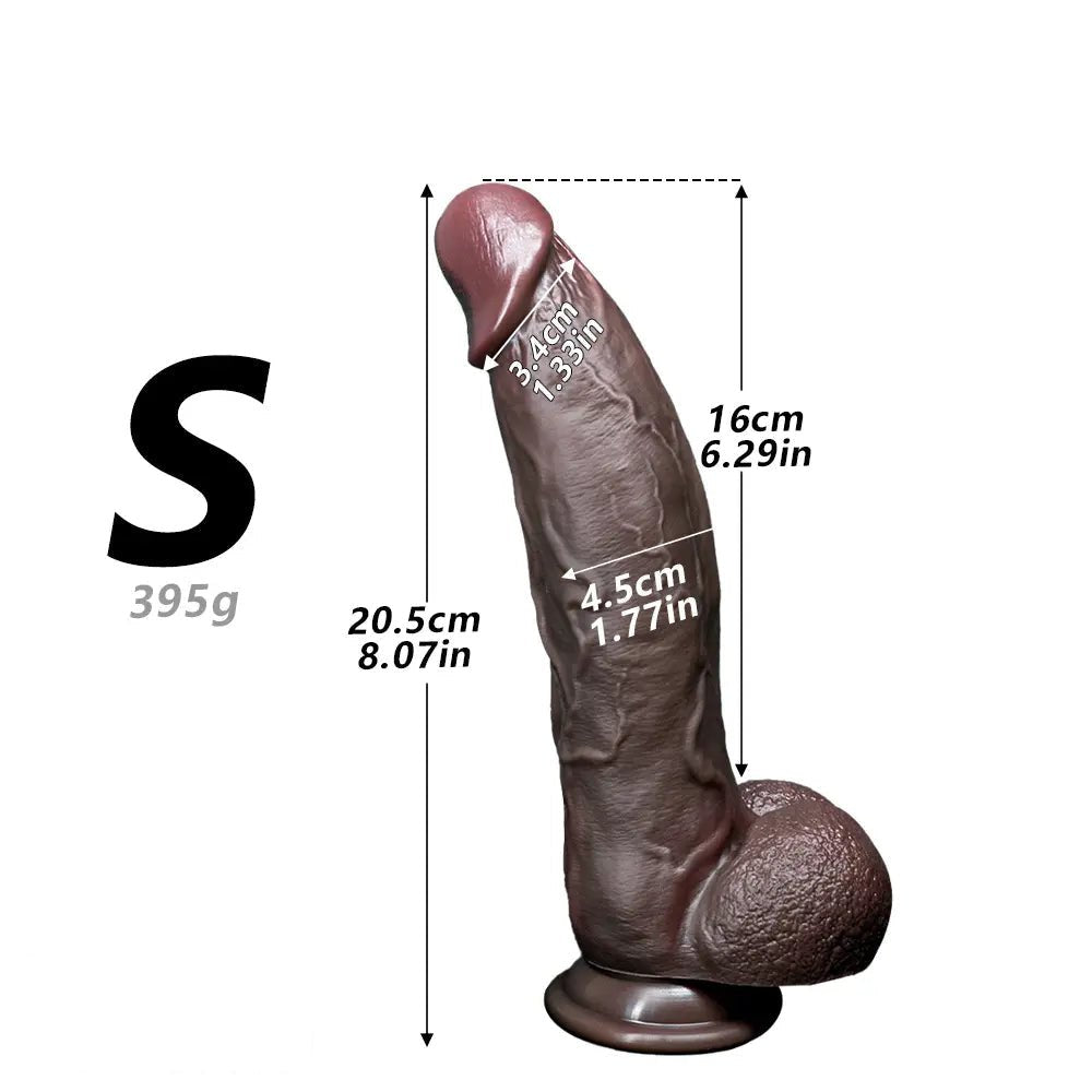 Coffee tone silicone strap-on dildo, photo 18