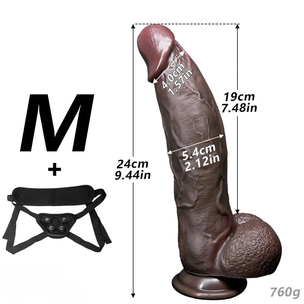 Coffee tone silicone strap-on dildo, photo 20