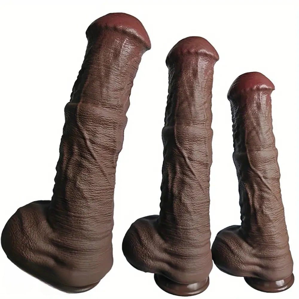 Coffee brown silicone thick dildo, photo 1