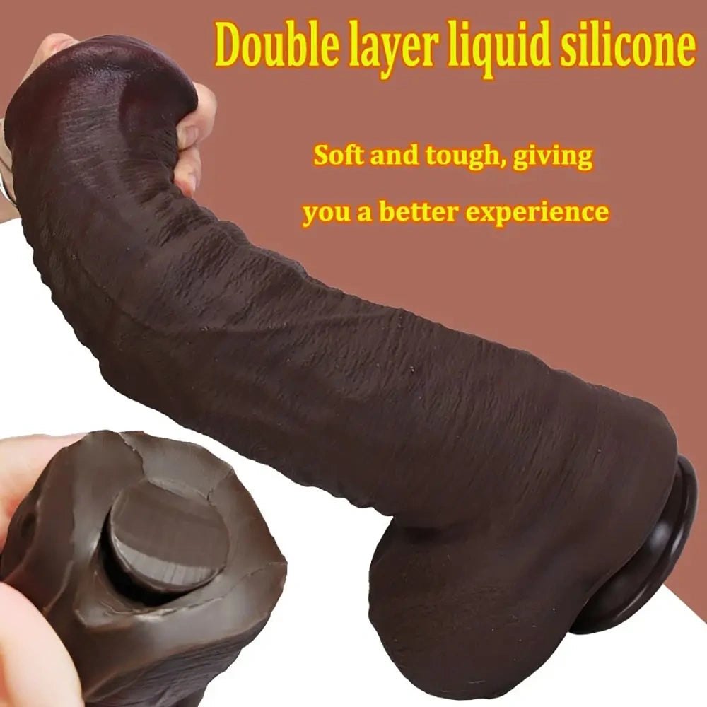 Coffee brown silicone thick dildo, photo 5