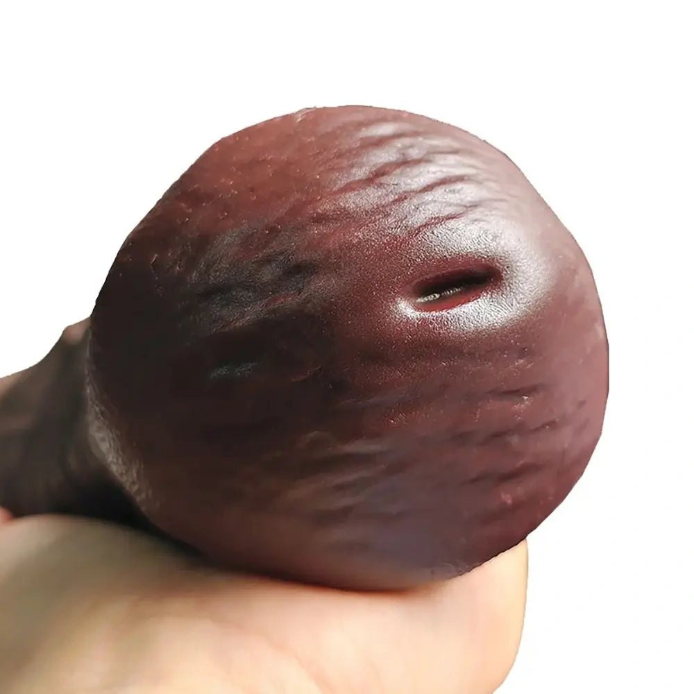Coffee brown silicone thick dildo, photo 6