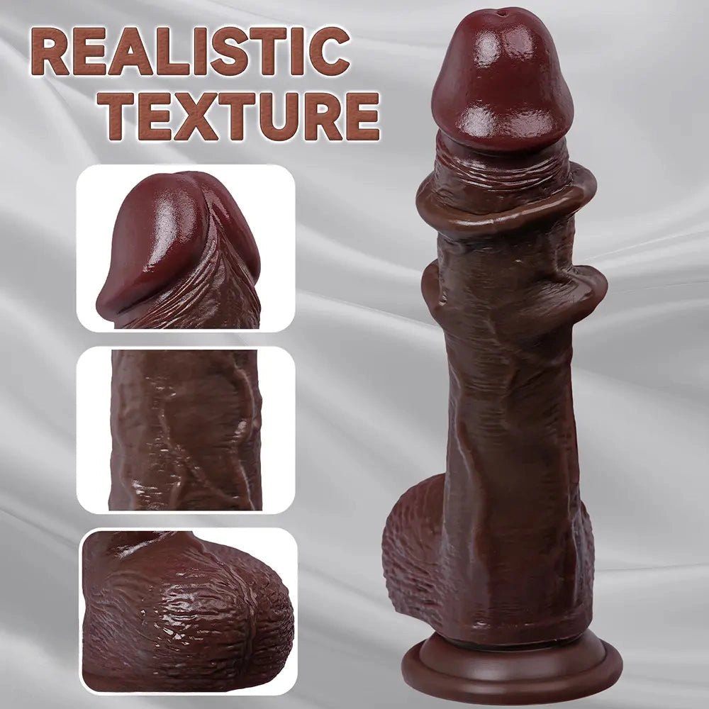 Coffee tone realistic silicone dildo, photo 5