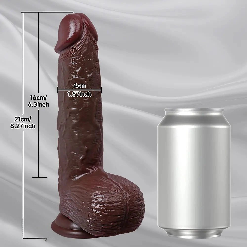 Coffee tone realistic silicone dildo, photo 8