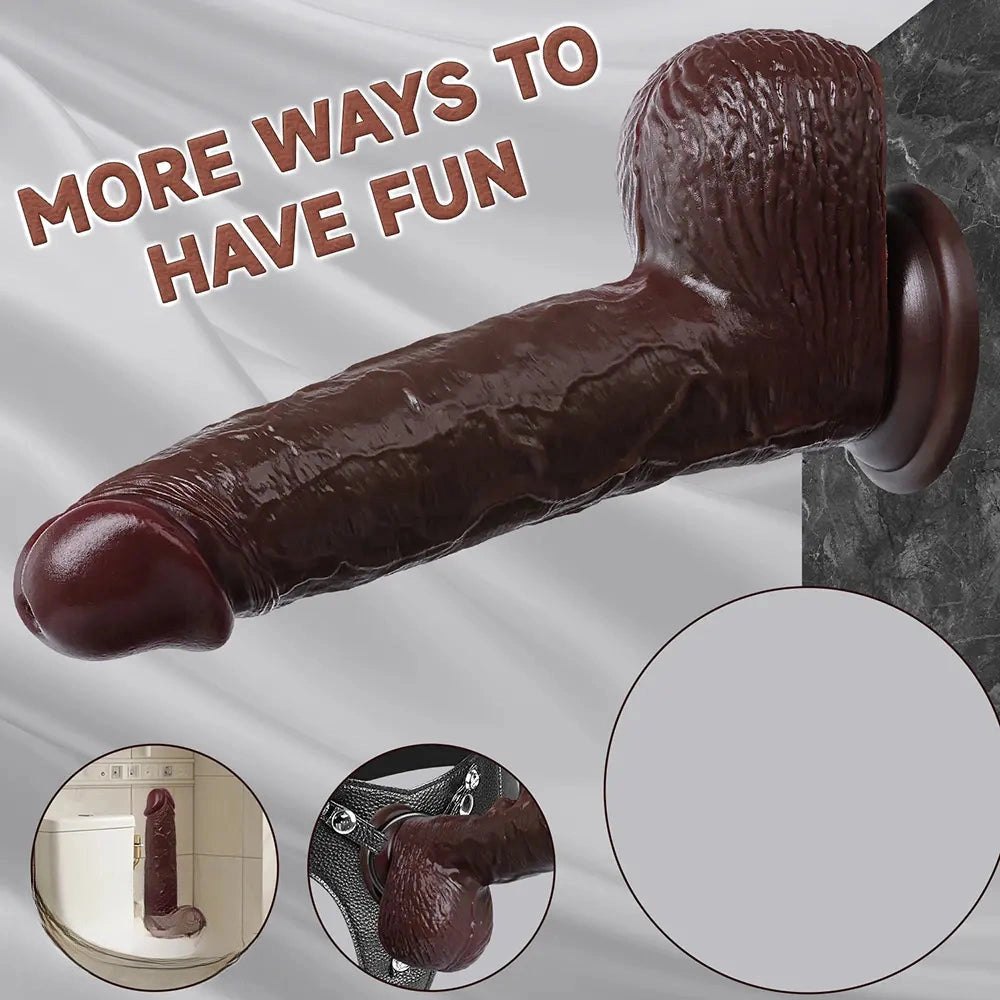 Coffee tone realistic silicone dildo, photo 9
