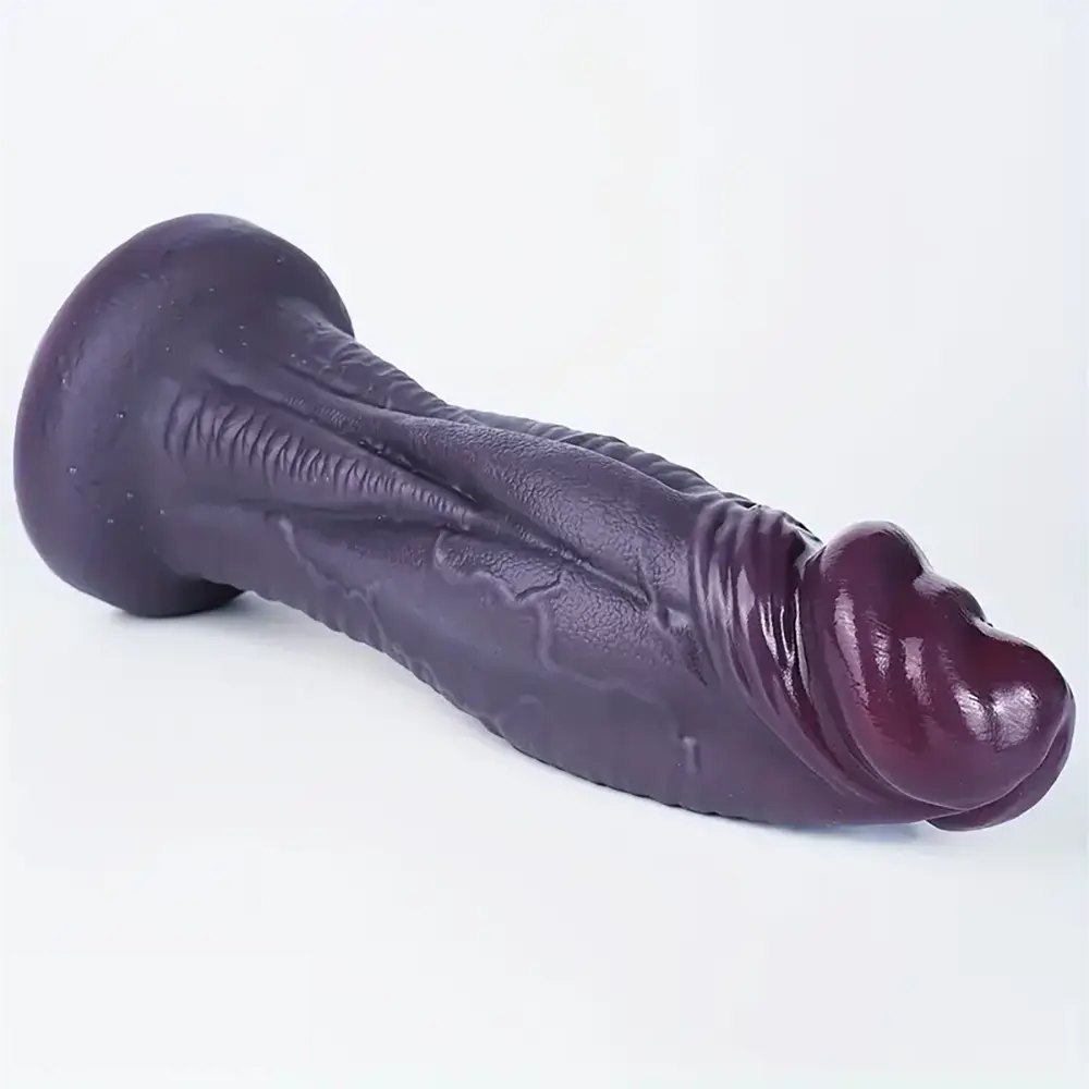 Coffee tone silicone dildo with suction base, photo 2