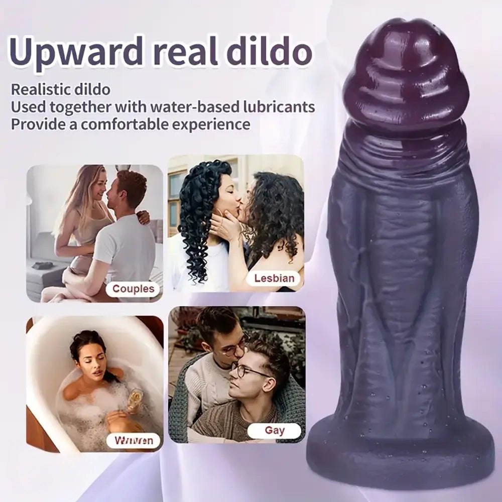 Coffee tone silicone dildo with suction base, photo 5