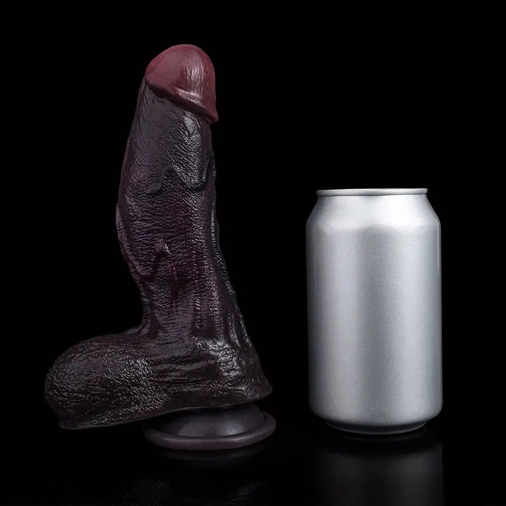 Coffee-toned realistic suction cup dildo, photo 15